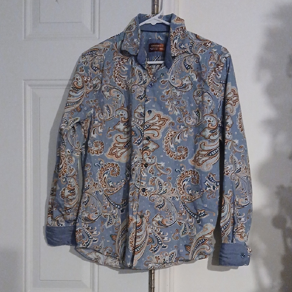Blue Paisley Men's Shirt Jacket